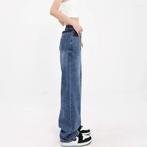 Damenjeans WCFCX STUDIO Hohe Taille für Frauen Baggy Straight Wide Leg Y2K-Hosen Mode beiläufige dünne lose Hosen