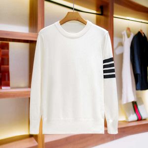 2023 Autumn/Winter New Sweaters Men's Sweaters Round Neck Four Bar Cashmere Loose Base Knit Shirt for Outer Wear