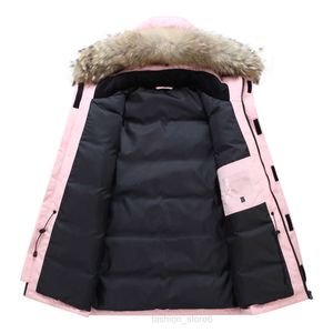 Womens and Mens Medium Length Winter Canadian Style Overcame Lovers Working Clothes Thick Goose Down Jacket Men Clothing mencoat jacketstop