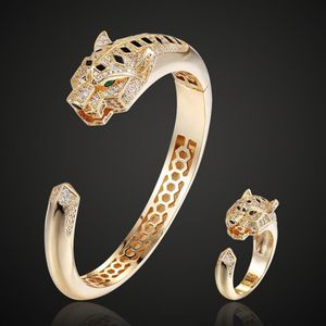 Theresa oświadczenie mężczyzn Bangles Tiger Animal Bolegle Ring Biżuteria Cubic Zircon Anel Men Miecznika rocznicowa biżuteria 267g