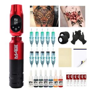 Tattoo Machine Professional Set Rotary Pen with 10pcs Cartridge Needles Wireless Power Supply Kit Complete 231013