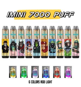 High Quality Original Imini 7000 Puffs Disposable Vape Electronic Cigarette Kit 7K 8K 9K Puff Pen 15ml 850 mAh Air-adjustale 0% 2% 3% 5% Gorillas PUFF 7000 Device