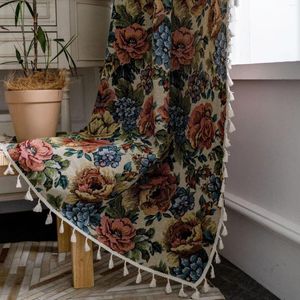 Gardin beige gardiner vardagsrum linne texturerat långt bondgård casual väv bakflik draperar lätt filtreringsfönster boho blommig