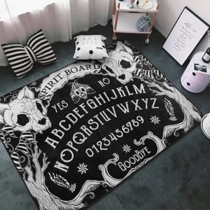 Carpet Modern Cat Skull Head Witch Board Carpet for Living Room Home Decoration Black Gothic Large Area Rugs Bedroom Non-Slip Floor Mat 231013