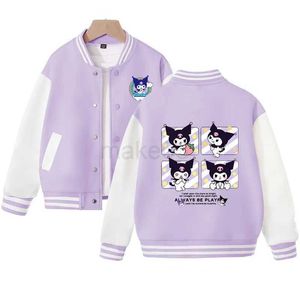 Down Coat Girls Contrast Alphabet Cartoon Loose Single-breasted Sweat Varsity Jackets School Kids Track Coats Child Outfit Tops 5-16 Years J231013