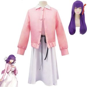 Cosplay anime jogo destino estadia noite zero fz tapete matou tohsaka sakura cosplay traje peruca vestido halloween carnaval festa terno