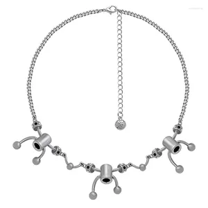 Ожерелья с подвесками Eetit, стильная уникальная металлическая винтажная цепочка, креативное заявление, модное ожерелье, серебряный цвет, индивидуальное очарование