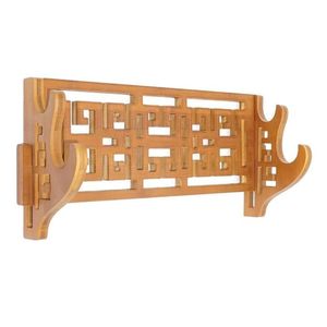 Dekorativa objekt Figurer Dekorativa objekt Figurer Klassiska svärdhållare Wall Mount Bambu Samurai Rack Hanger Katana Wakiza DHB3L