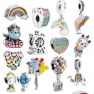 Accessori Cartoon 925 Sterling Sier Ciondola Charm Nuovo prodotto Colore Arcobaleno Palloncino Charms Bead Fit Pandora Bracciale Gioielli fai da te Acce Dh5Cv