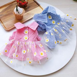 Abbigliamento per cani Gonna tutù in pizzo margherita Vestiti Camicia bella Abiti Abito estivo scozzese blu rosa per animali domestici con giacca in costume a maniche carine