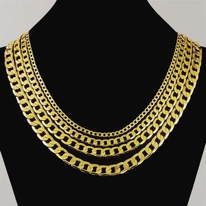 Niemals rosten Luxus Figaro-Kettenhalskette 4 Größe Herrenschmuck 18 Karat echtes Gelbgold plattiert 9 mm Hip-Hop-Kette Halsketten für Frauen Men341I