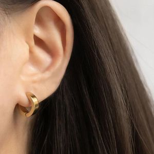 Pendientes de aro GD, joyería elegante y glamurosa de acero inoxidable, cierre de oreja Huggies para mujer, geométrico, metálico, dorado, a la moda