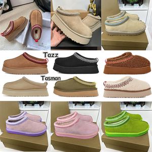 Womens Tazz Slippers Tasman mustard designer seed Chestnut Fur Slides Sheepskin Classic Ultra Mini Platform Boot Winter Women Men Slip-on Shoes Suede Upper Wool