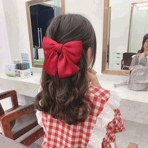 Net Red White Bow Hair Clip Children's Duck Mouth Spring Clip Summer Korean Fabric Hair Accessories Sweet Headwear