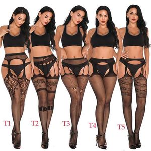 Nuovo Rajstopy Con apertura sul cavallo Collant da donna Sexy Collant tatuaggio Collant a rete per le donne Lingerie sexy di pizzo nero Collant221z