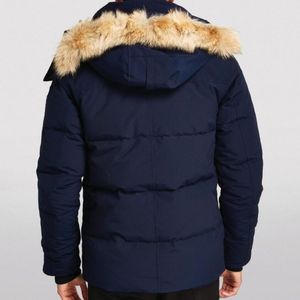 Wyndham Men's Designer Genuine Wolfskin Outdoor Windbreaker High Quality Luxury Hooded Jacket Fourrure Manteau Hiver Doudoune 3758