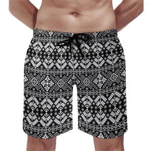 Cortometraggi da uomo per le vacanze nordic board nord -estate stampa vintage pantaloni corti design di asciugatura rapida plus size bauli da spiaggia