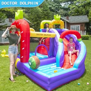 Doktor Dolphin Air Cushion Liten Bouncy Castle Kids Bounce House Uppblåsbart Bouncy Castle till salu med Slide Halloween, Thanksgiving och julklapp