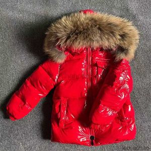 Kobiety damski Parkas Kids Winter Down Raccoon Fur Fur Cllar Ubranie ciepła odzież wierzchnia dla dzieci dziewczęta 0-14 lata Snowsuit HKD230725