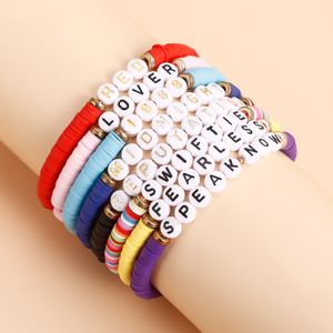 Boho Surfer Heishi Charm -armband Taylor Swiftie Disc Stretch Clay Beads Strands 1989 Letter African Friendship Wristband Beach Jewelry Pulseras For Fans Women