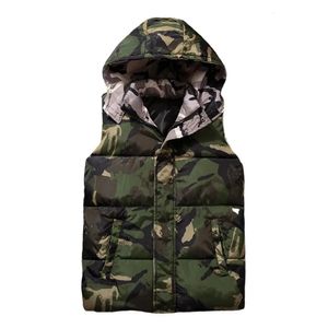 Men's Vests Autumn Warm Sleeveless Jacket Male Winter Waistcoat Camouflage Thickened Cotton Padded Zipper Hooded Vest Coat Outwear 231013