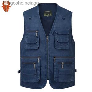Men's Vests Middle-aged and old men's denim waistcoat er-large size 7 xl cotton vestL231014
