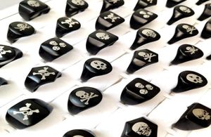 30pcslot Whole TOP MIX Skull Biker Ring Hiphop Jewelry Classic Punk Black Gothic Alloy Ring Men Women Party Skeleton Jewelry1517628