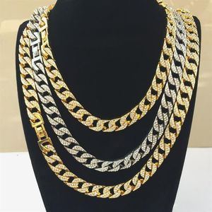 MENS GOLD MIAMI CUBAN LINK Kedjor Fashion Hip Hop Iced Out Chain Hiphop Halsbandsmycken294i