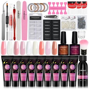 Nail Art Kits Maniküre Set Poly Extension Kit Gel Nägel komplett für semipermanente UV-Lack-Werkzeuge Sets 231013