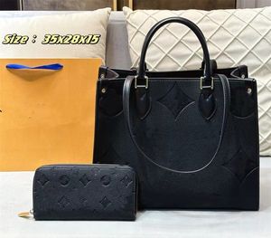 新しい乾燥デザイナーOnthego Women Bag Black Flower Monograms GM MMバッグハンドバッグ財布テトーテショルダークロスボディ女性バックパック女性