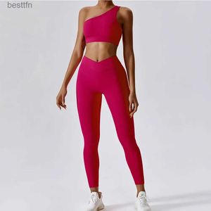 Active Sets Ribbed Yoga Set Sportswear Women Suit For Fitness Clothing Sports Suit Workout Clothes Tracksuit Sports Outfit Gym Clothing WearL231014