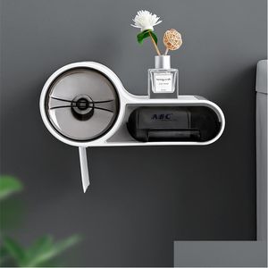 Toilet Paper Holders Mtifunctional Waterproof Towel Holder Punch- Wall-Mounted Roll Storage Rack Mti-Function Drop Delivery Home Gar Dhtik