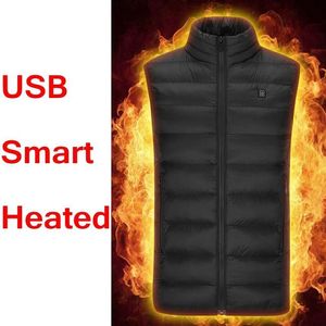 Winter Outdoor Jacke Men Electric Heated Vest USB Heating Vest Winter Thermal Cloth Feather Camping Hiking Warm Hunting Jacke356H