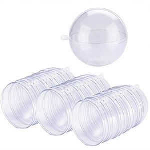 Decorações de Natal 24 bolas/lote DIY 70mm Árvore de Natal pendurada Bola transparente Bola transparente Plástico Ornamento de Bola 231013