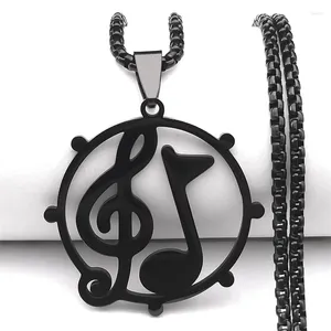 Collane con ciondolo Chiave di violino Nota Collana simbolo musicale per donna Uomo Acciaio inossidabile Colore nero Gioielli Hip Hop Rock Colar N9747S06