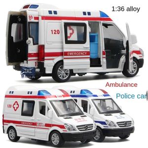 1/32 Simulato Speciale Polizia Ambulanza Pressofuso In Lega Modello di Auto Acustoottico Giocattolo Per Bambini Regalo