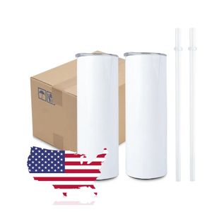 USA/CA lagrade 25 st/pack 20oz sublimering tumbler raka ämnen rostfritt stål dubbel vägg vakuumisolering bilmuggar