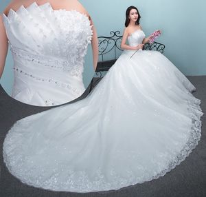 Princess Boho Ball vestido Vestidos de noiva Vestidos de luxo Crystal Apliques fora do ombro Lactos de coração para baixo