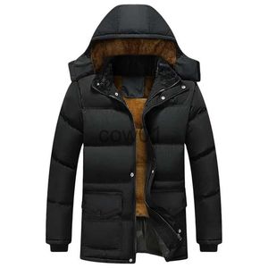 Men's Wool Blends 2023 Waterproof Fleece Hooded Outdoor Men Jacket Leisure Velvet Thicked Keep Warm Men's Coat Windbreakers Parka Men's Coats J231014
