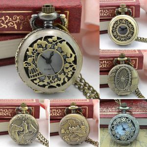 Pocket Watches VIGOROSO Men's Antique Mechanical Skeleton Chain Watch Classic Vintage Retro Design Wind Up Steampunk Gold Clock