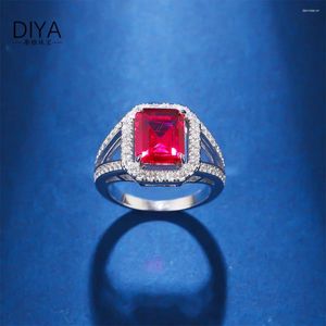 Cluster Rings Brand Genuine Luxury Real Jewels Colorful Treasure 925 Silver Small Red Corundum High Grade Jewelry Step Into Korean Edition