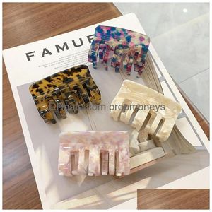 Hair Accessories Korean Geometric Acetate Leopard Hairpins Women Large Square Hair Claw Clips Resin Clamp Catch Vintage Accessories Ba Dhymv