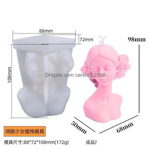 Craft Tools Closed-Eye Girl Candle Mod Blindfolded Debate Beauty Gipsharzform Sile Making Moldscraft Craftcraft Drop Delivery Dhzbq