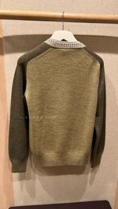 Mens Sweaters Winter loro piana Casual Green Color Matching Round Neck Long Sleeve Wool Knit Tops