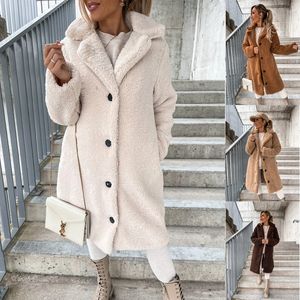 Bestselled Autumn and Winter Women's Clothing Długa pluszowa płaszcz z futrzanym kołnierzem z długim rękawem Najlepszy poliestrowy materiał flanelowy