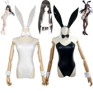 Cosplay anime Sakurima Mai cosplay kostüm peruk rascal, tavşan kızı senpai beyaz siyah üniforma seksi kadın Hallowen takım elbise hayalini kurmuyor