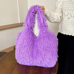 Вечерние сумки 2023, зимняя плюшевая сумка, теплая сумка-шопер, роскошная женская сумка из искусственного меха, большая вместительная дорожная женская мягкая пушистая сумка-тоут