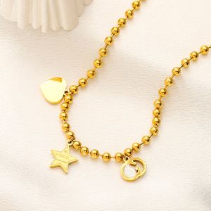 Marca de luxo designer pingentes colares moda feminina 18k banhado a ouro aço inoxidável coração estrela acessórios carta pingente colar gargantilha corrente jóias simples