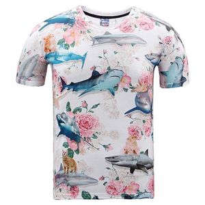 Camiseta 3d agradável, camiseta masculina e feminina de verão, camiseta com estampa 3d, lindas rosas, flores, marca de tubarão, camiseta 3d ásia plus size251i