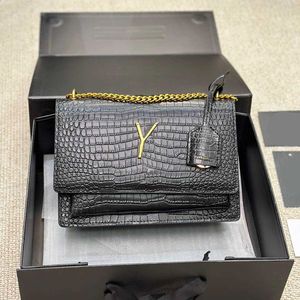 Pôr do sol designer sacos axilas mulheres chian crocodilo couro bolsa de ombro s bolsas vintage tote crossbody bolsa de compras carteira 231015